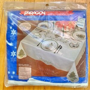 Vintage Christmas Greenery Cross-stitch Tablecloth Kit Paragon 59" x 123" #6443
